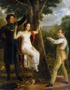 unknow artist Major Mauritz Clairfelt with sons and daughter in sway Germany oil painting artist